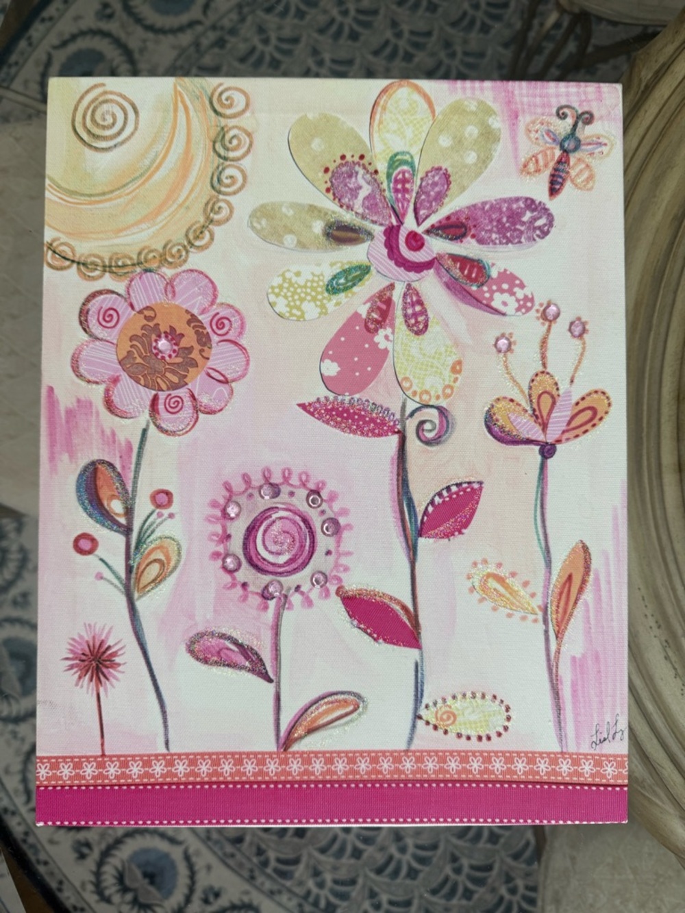 Whimsical Pink Floral Canvas Wall Art